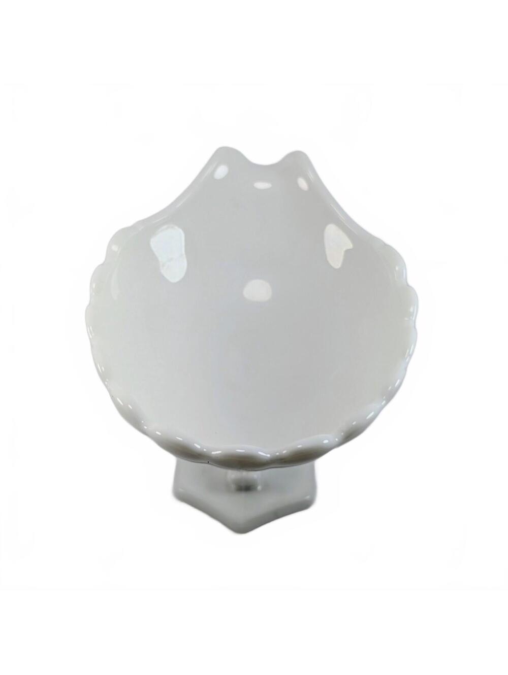 Westmoreland Milk Glass Seashell Compote, Dolphin/Koi Foot - Picture 5 of 5